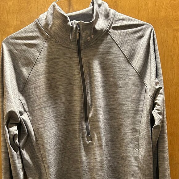 Under Armour‎ 1/4 Zip Women Large Gray Long Sleeve Mock Neck Fitted Thumb Hole - Picture 1 of 1